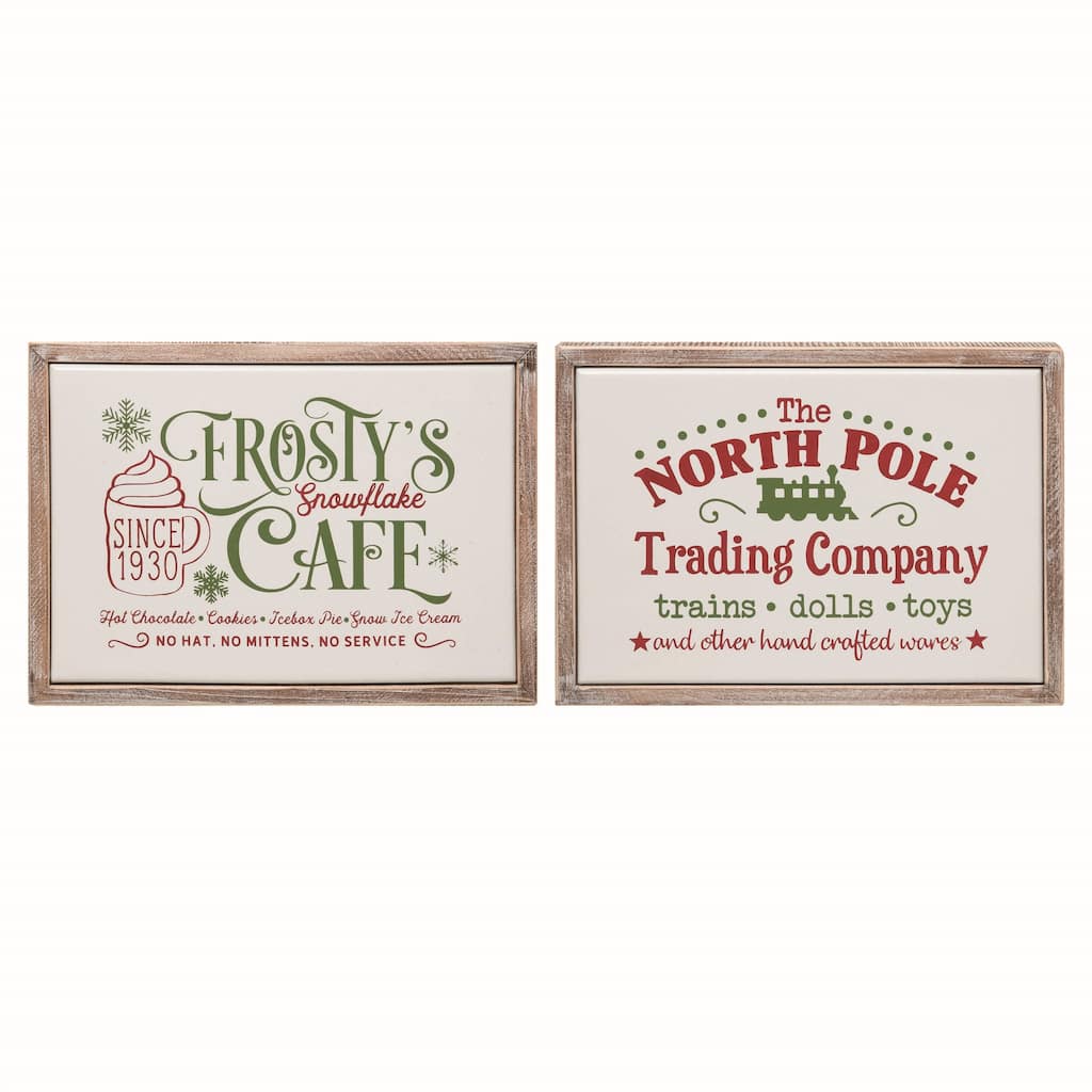 Transpac Wood Jingle Wall Decor Set of 2 Christmas Home Decorations
