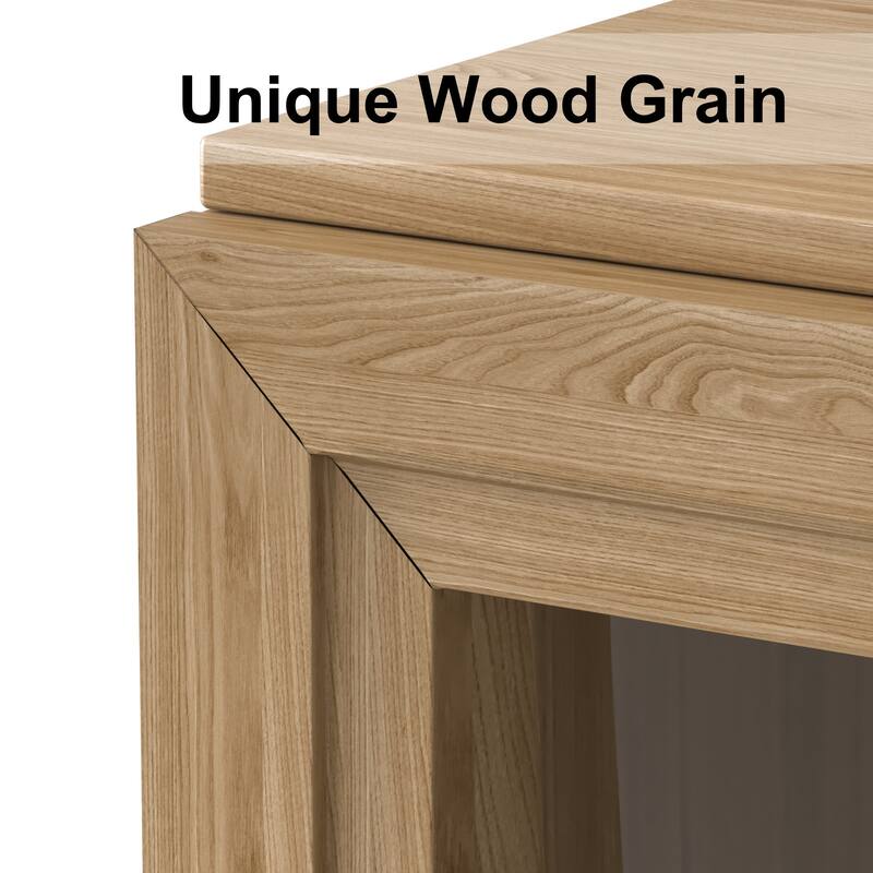 62"LX36"H Solid Wood Kitchen Pantry Sideboard Buffet Cabinet Storage with with Glass Doors