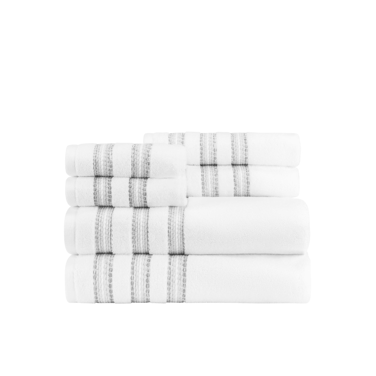 Caro Home 6 Piece Crinkle Towel Set - White Neutral