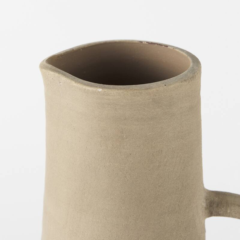Garand III Large Brown/White Ceramic Jug - 8"W x 6"D x 16.5"H