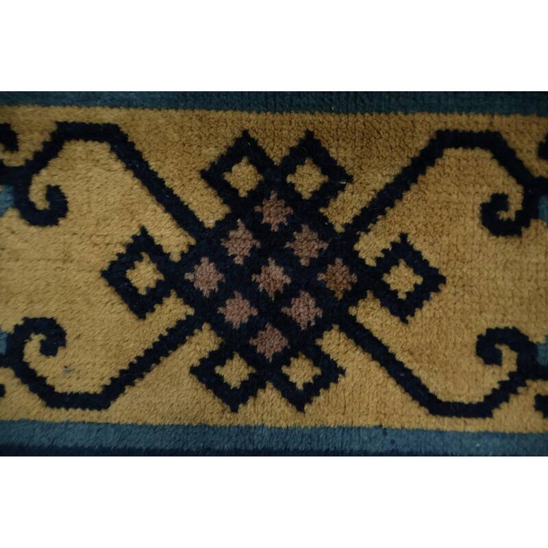 Hand Knotted Oriental 100% Wool Carpet Traditional Medallion Oranges & Rust Art Deco Area Rug - 8' 11'' X 6' 0''