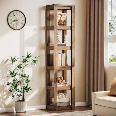 70.86" Tall Bookshelf Corner Shelf, 6-Tier Narrow Bookcase Freestanding Storage Display Shelf