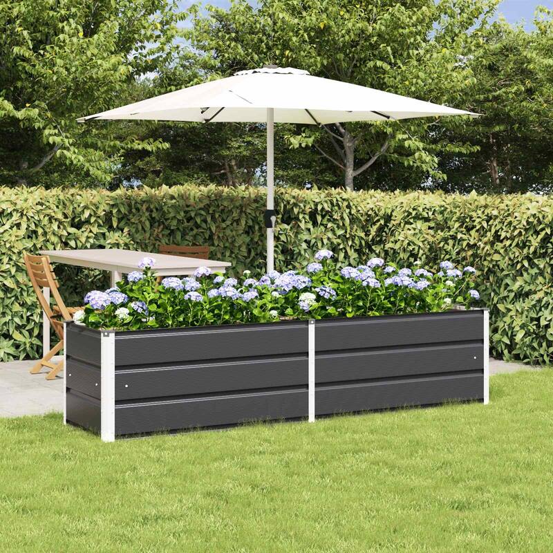 vidaXL Planter in Galvanised Steel - 39.37 x 19.69 x 17.72 - Black - 76.77 x 19.69 x 17.72 in