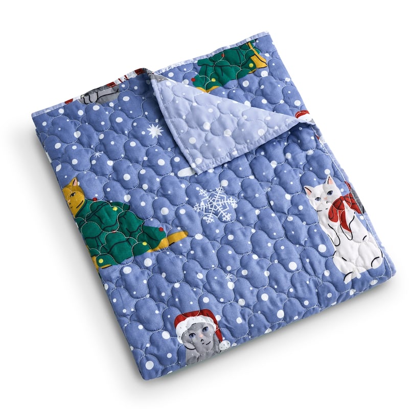 Festive Winter Holiday Reversible Quilted Throw Blankets