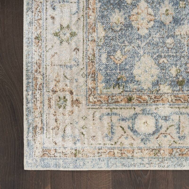Meta Power Loomed Distressed Floral Low Pile Area Rug By HomeRoots - 96' X '26' X '0.25