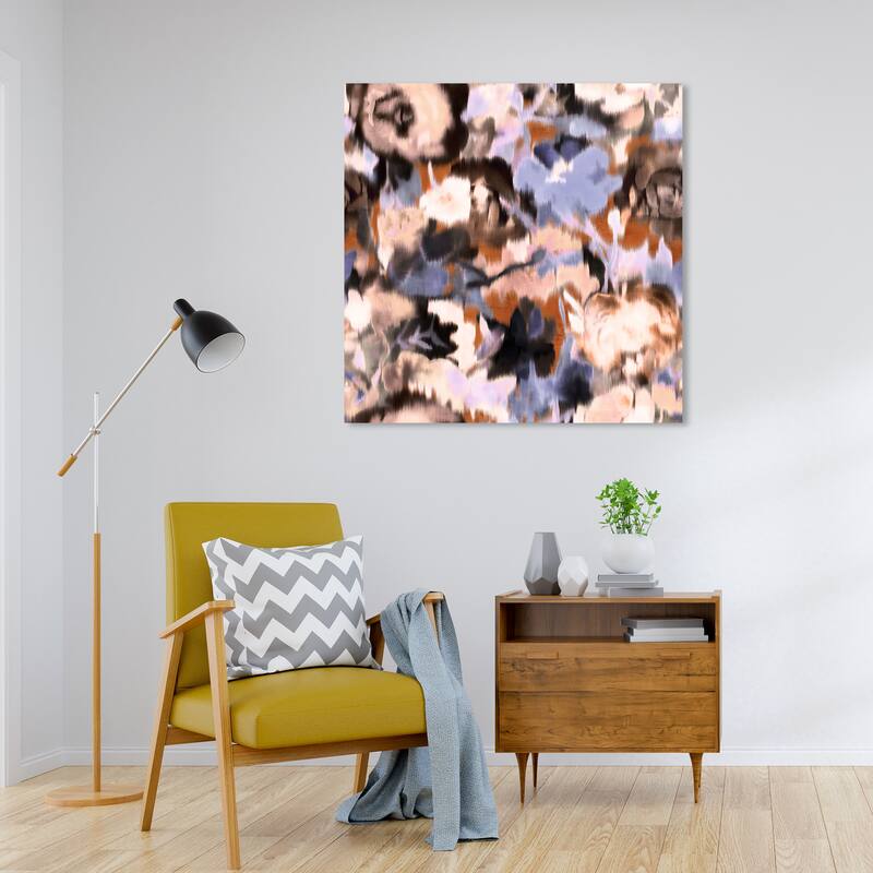 Wynwood Studio Abstract Blooming Granada Taupe Blue and Modern & Contemporary Wall Art Canvas Print - 30 x 30