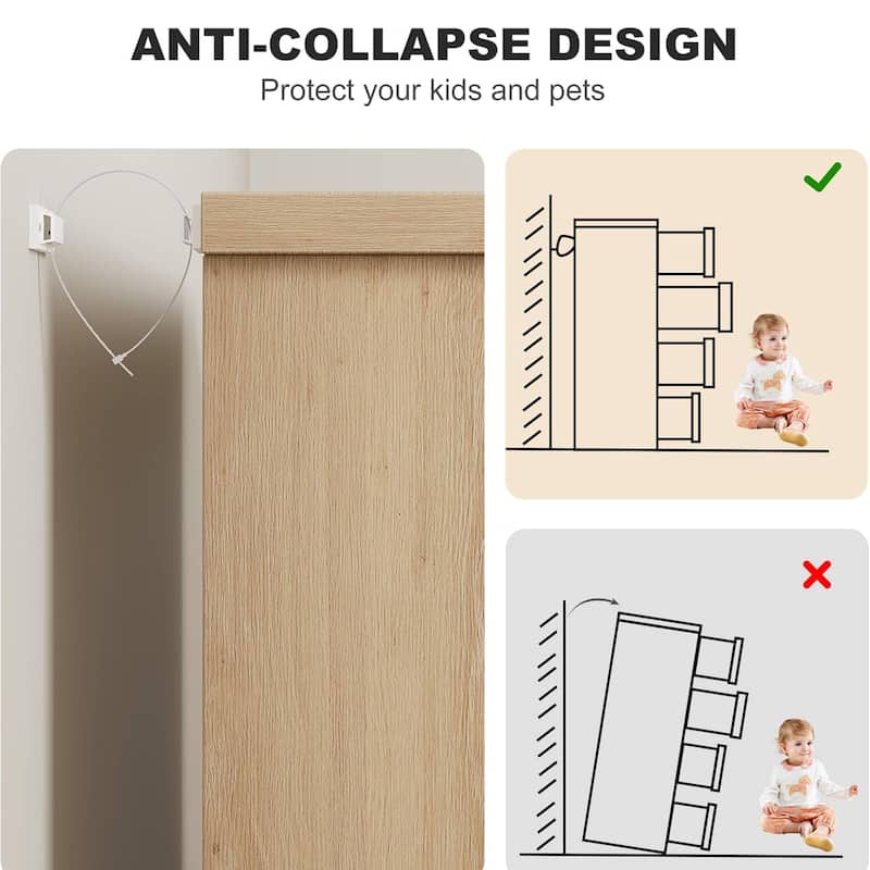 Natural 4 Drawer Dresser for Bedroom, Living Room, Nursery