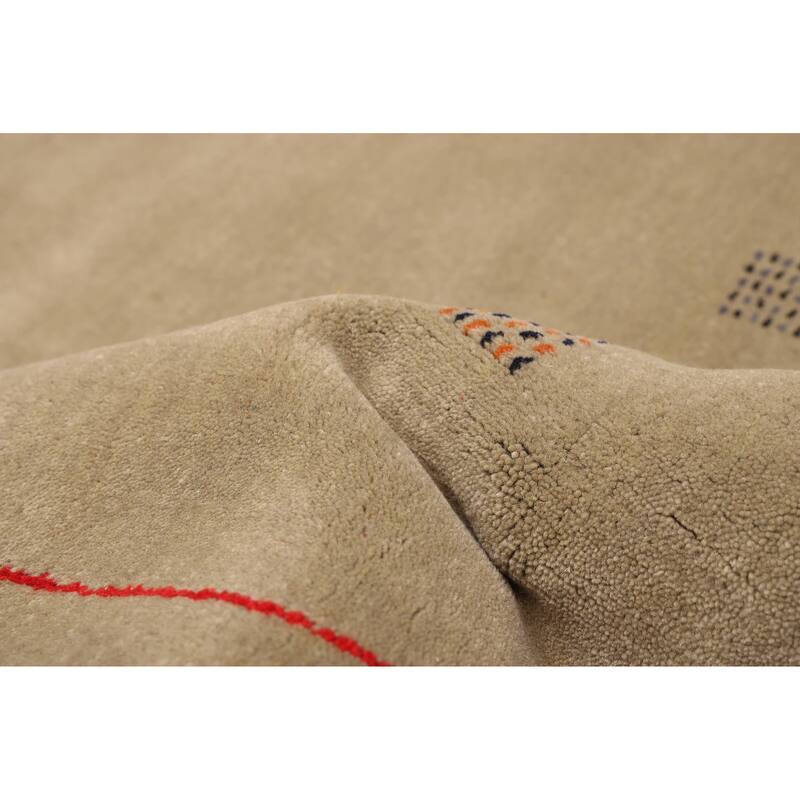 ECARPETGALLERY Hand Loomed Kashkuli Gabbeh Sage Wool Rug - 4'7 x 6'5