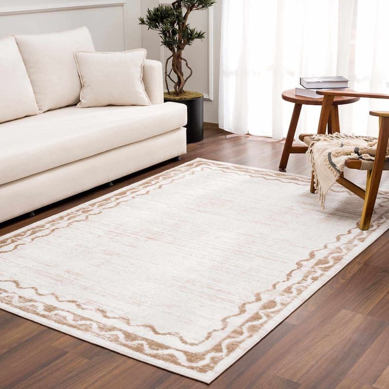 Hauteloom Beatus Hallway, Kitchen Machine Washable Runner Rug - Beige - 2'7" x 7'3" - 6'7" x 9' - Beige / Beatus