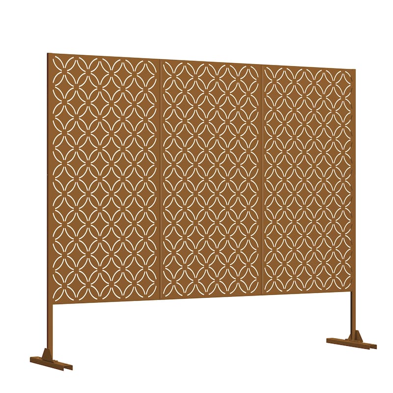 Metal Privacy Screen Wall Decoration Free Standing-6.3 ft. H X 4 ft. W