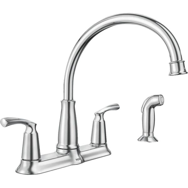 Moen 87403 Bexley Two Handle High Arc Kitchen Faucet With Side Spray Chrome