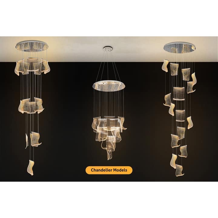 Luxury Acrylic Chandelier 31.5" Wide 16 lights LED Multi Light