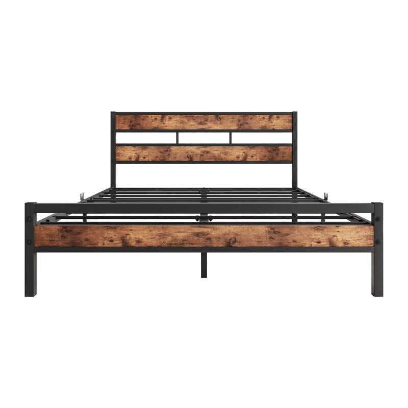 Rustic Vintage Wooden Platform Bed Frame