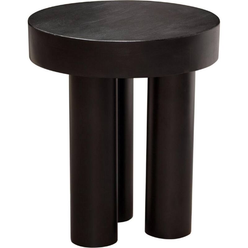16 in. Black Round Wood End Table, Sturdy Build End Side Table for Living Rooms