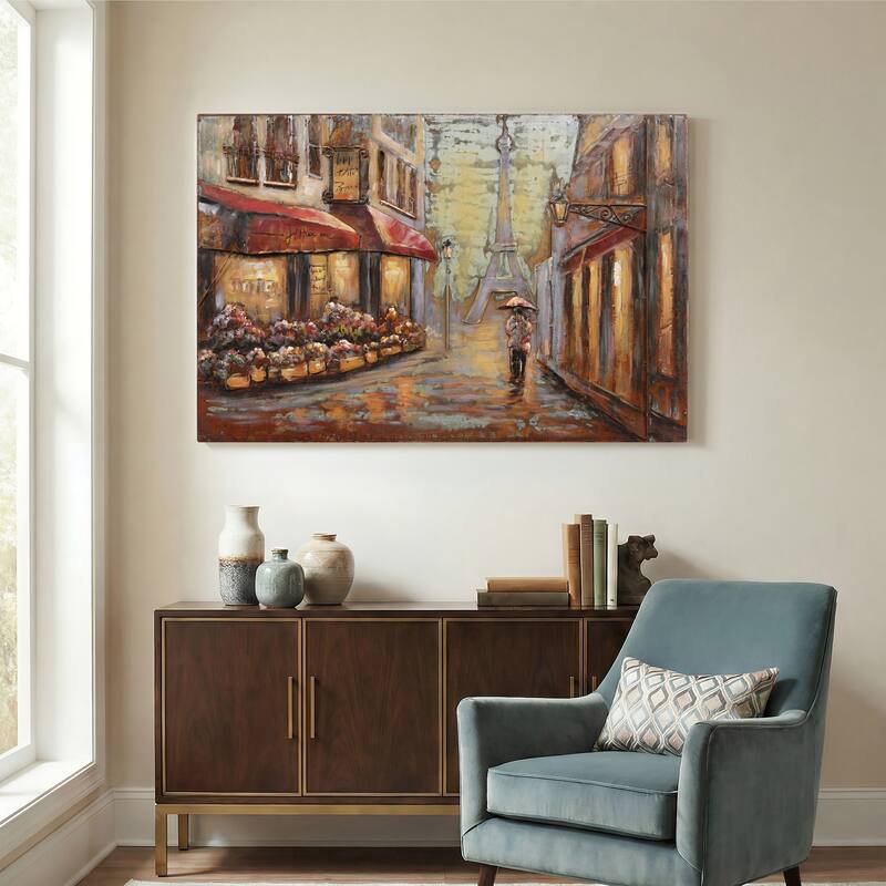 "Solo in Paris" Mixed Media Iron Hand Painted Dimensional Wall Art