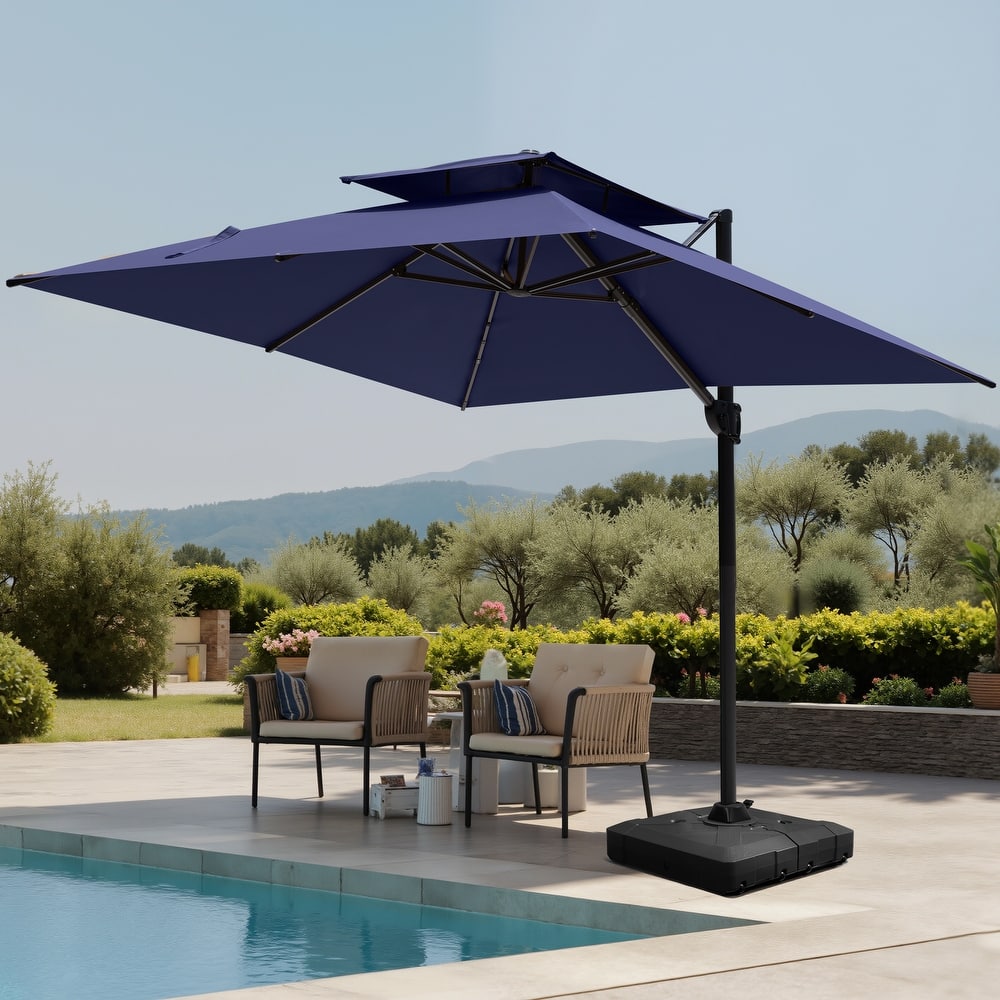 Pellebant Outdoor 10 FT Square Cantilever Patio Umbrella with Wheel Base