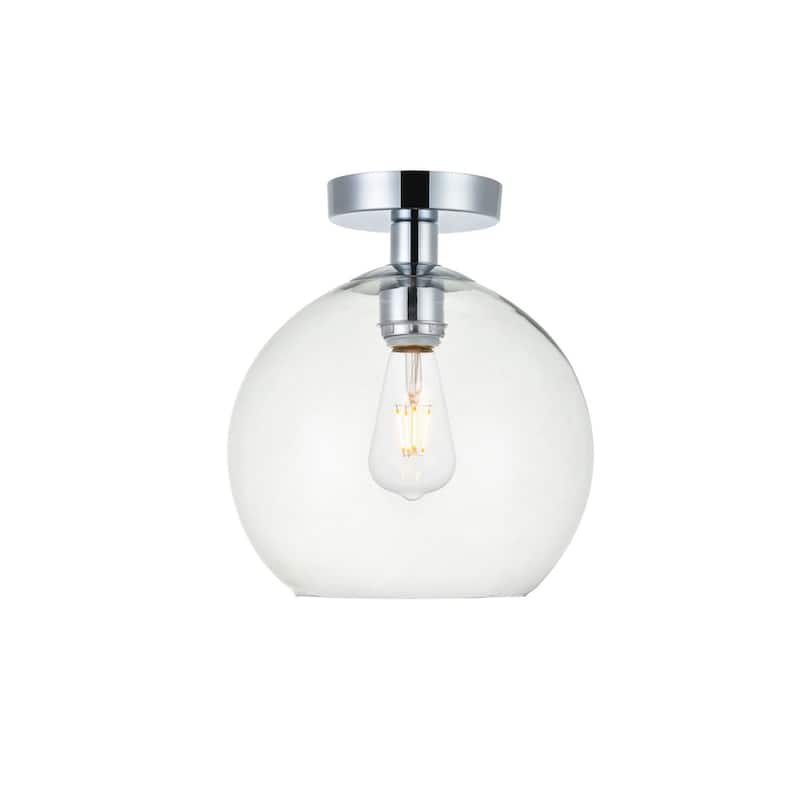 1-light Flush-mount Ceiling Fixture w/ 10-in. Spherical Clear Glass Shade