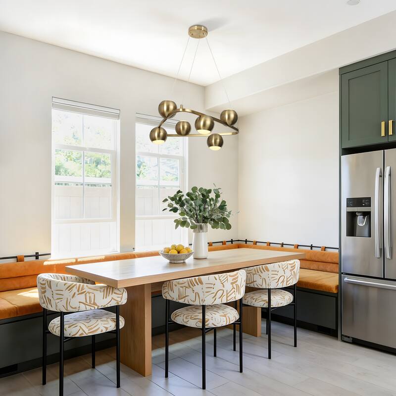 Modern Glam 6-Light Gold Brass LED Chandelier Metal Pendant Light with Dome Shades