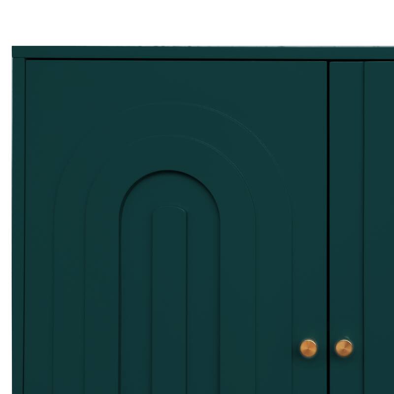 Sleek Gray Lacquered Wooden Sideboard‌ – 4-Door Storage Cabinet for Living Room, Dining Room & Office