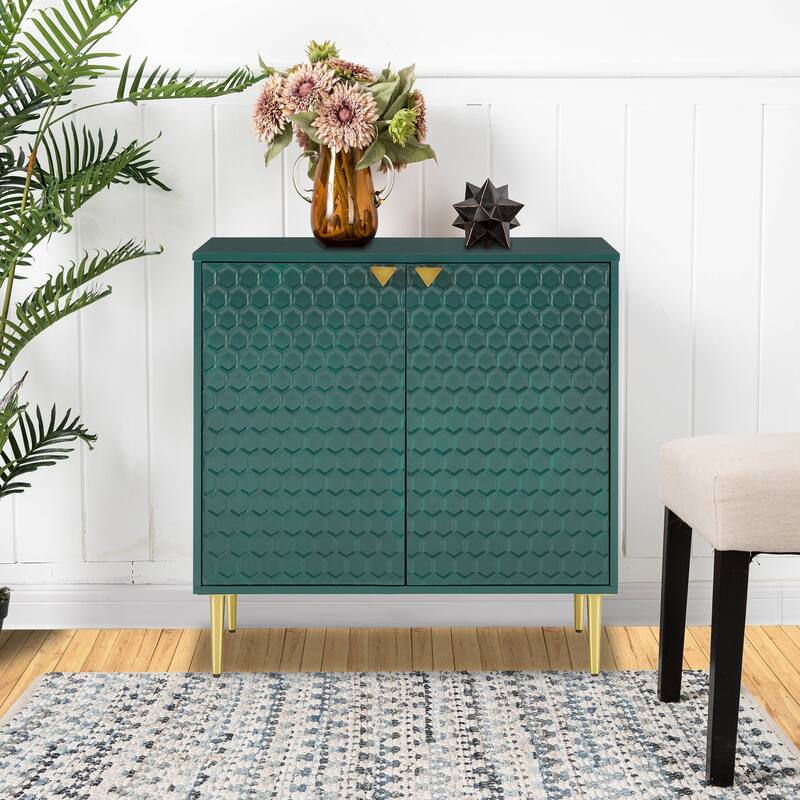 Hexagonal Pattern 2-door Storage Cabinet Buffet Cabinet Sideboard