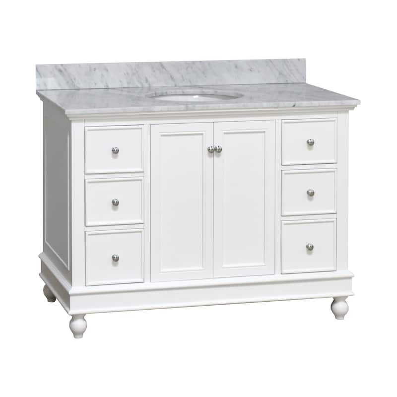 KitchenBathCollection Bella 48" Bathroom Vanity with Carrara Marble Top
