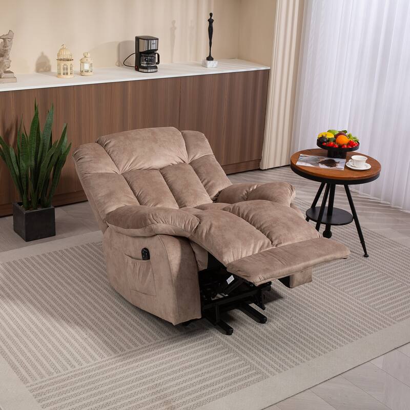 Power Lift Recliner Chair for Elderly，Heavy Duty Recliner w/Safety Motion Mechanism and Comfortable Upholstery - Light Camel