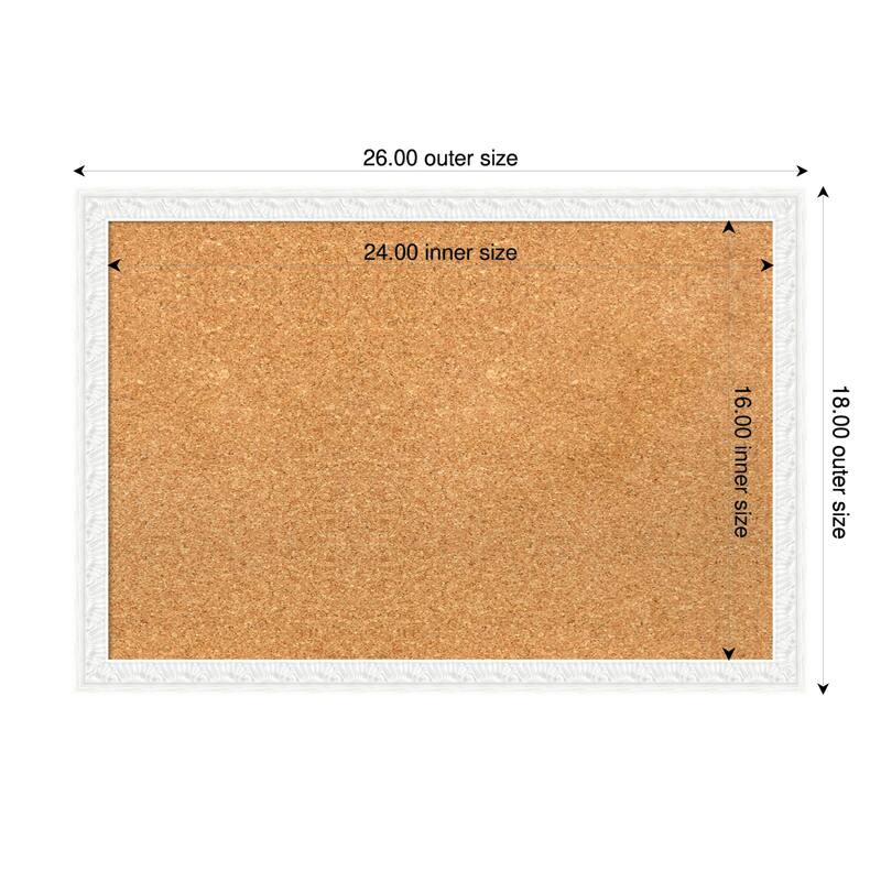 Bethany White Wood Framed Cork Board - Bulletin Board, Organization Board, Pin Board - Natural - 26 x 18 in