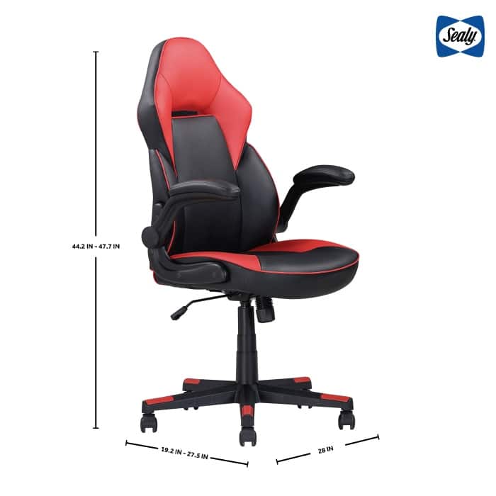 Sealy® Gamer 115 Ergonomic Gaming Chair with High-Back and Padded Armrests