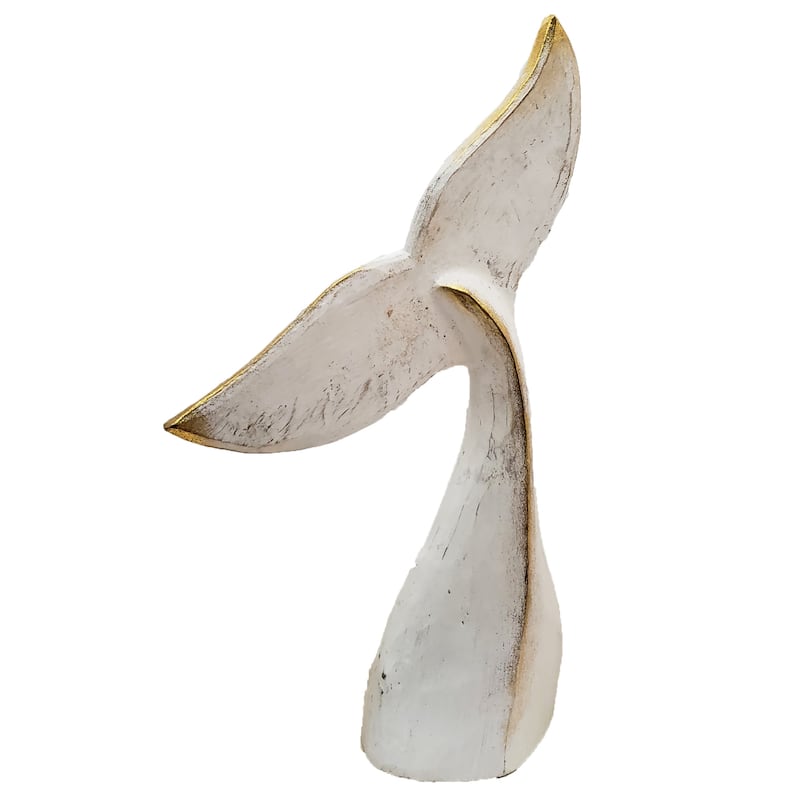 Wooden Whale Tail Statue- Green