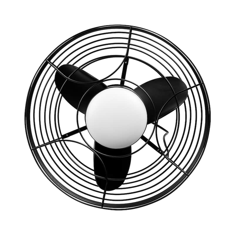 19" Industrial Black Indoor/Outdoor Chandelier Caged Ceiling Fan with Light and Remote