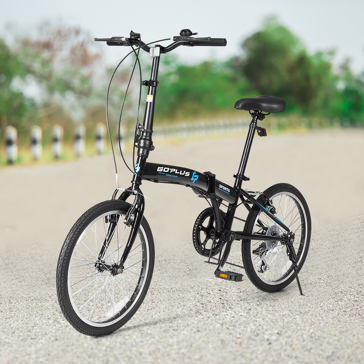 7 Speed Shimano Gears Foldable Compact Bicycle with Anti-Skid and Wear-Resistant Tire for Adults Lightweight Iron Frame Goplus 20 Folding Bike