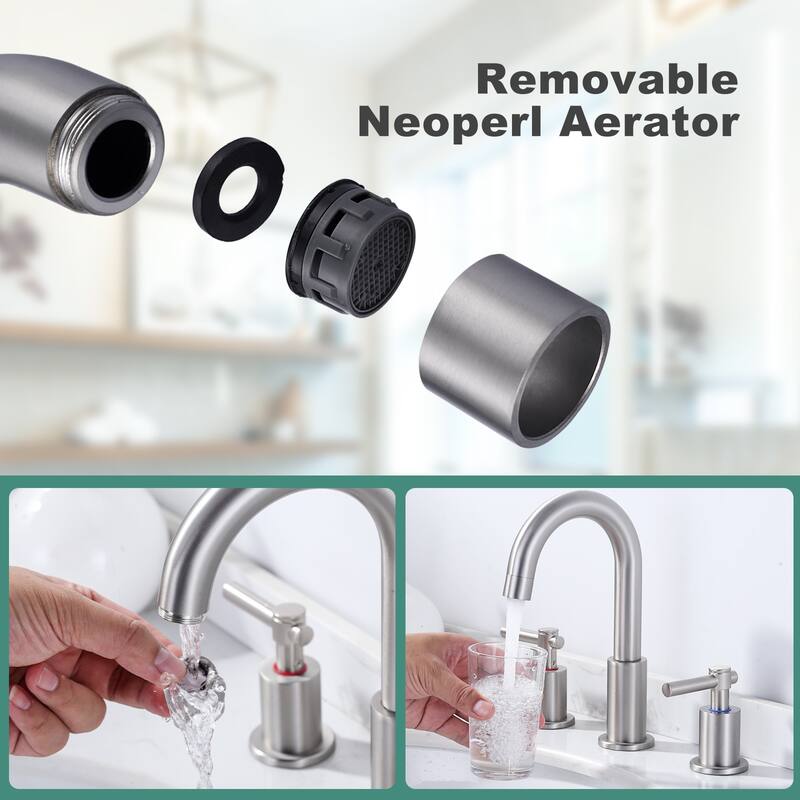 WOWOW Widespread 8 in. Double Handle Bathroom Faucet