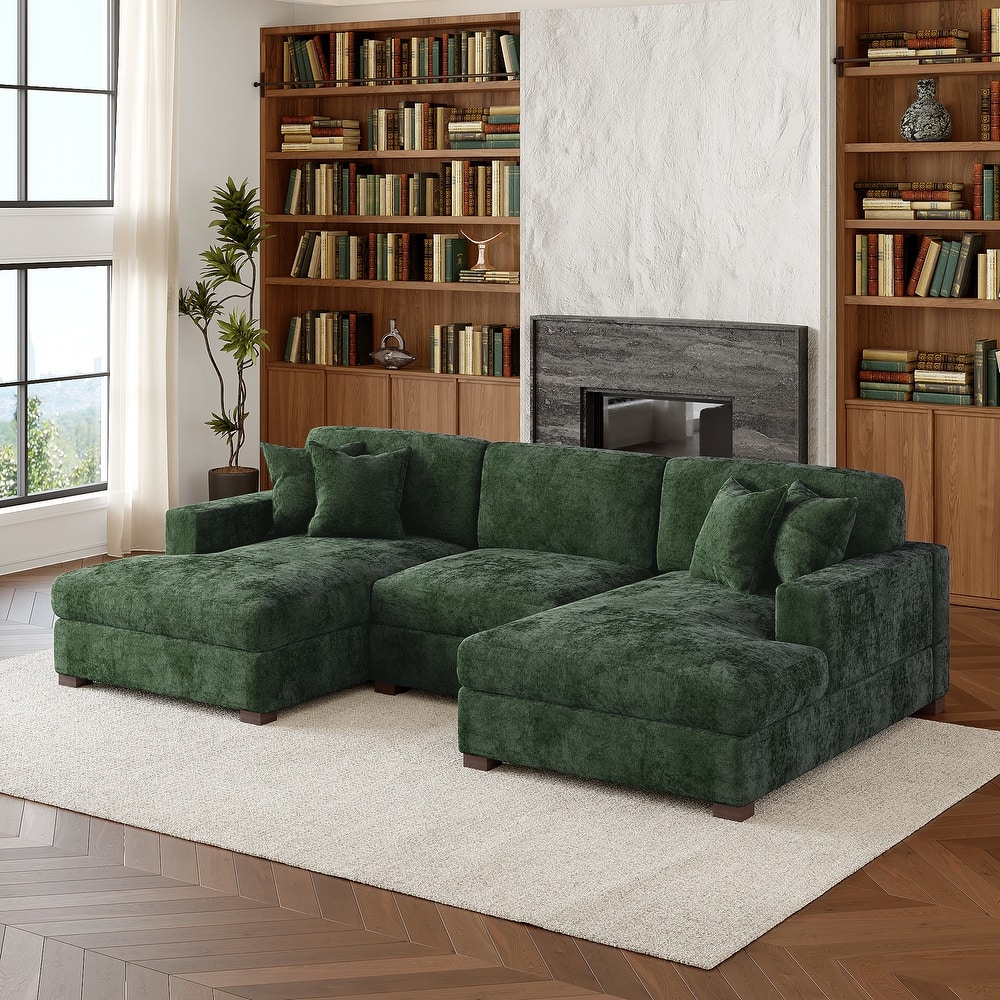 Oversized Chenille Modular Sectional Sofa With Deep Seat