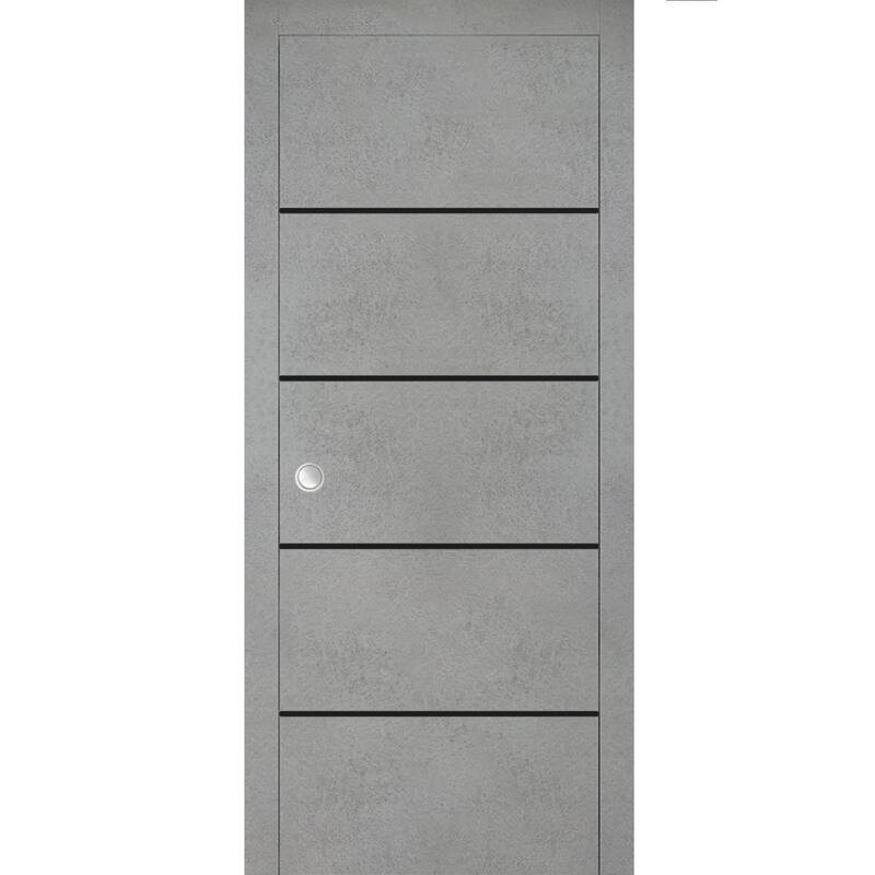 Solid French Door 28 x 80 Planum 0015 Concrete with| Bathroom - 24" x 80"