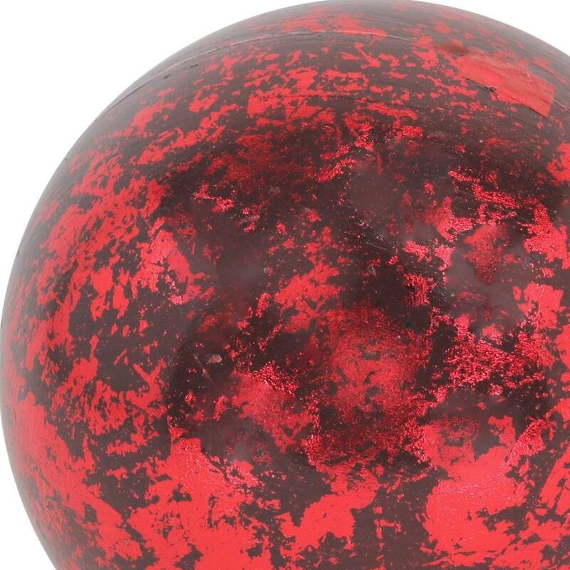 HomeRoots 6" Red Paper Hand Painted Orb Tabletop Sculpture - 6.00 in. x 6.00 in. x 6.00 in.