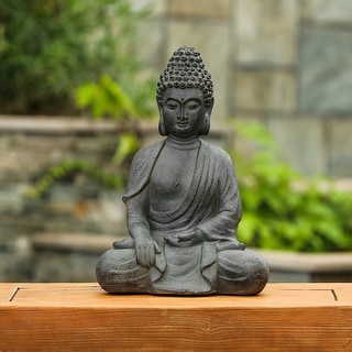 16.5-Inch Indoor/Outdoor Grey MgO Meditating Buddha Statue