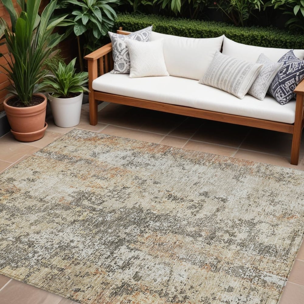 HomeRoots Abstract Transitional Rectangle Outdoor Rug
