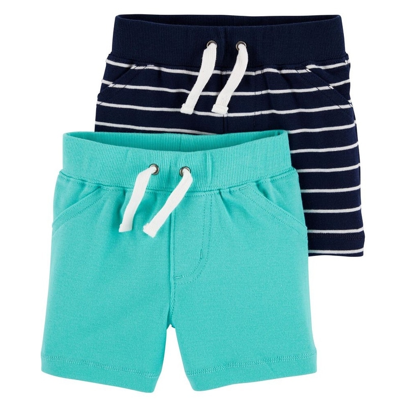 Carter S Baby Boys 2 Pack Shorts Turquoise Navy 3 Months Overstock 31428509