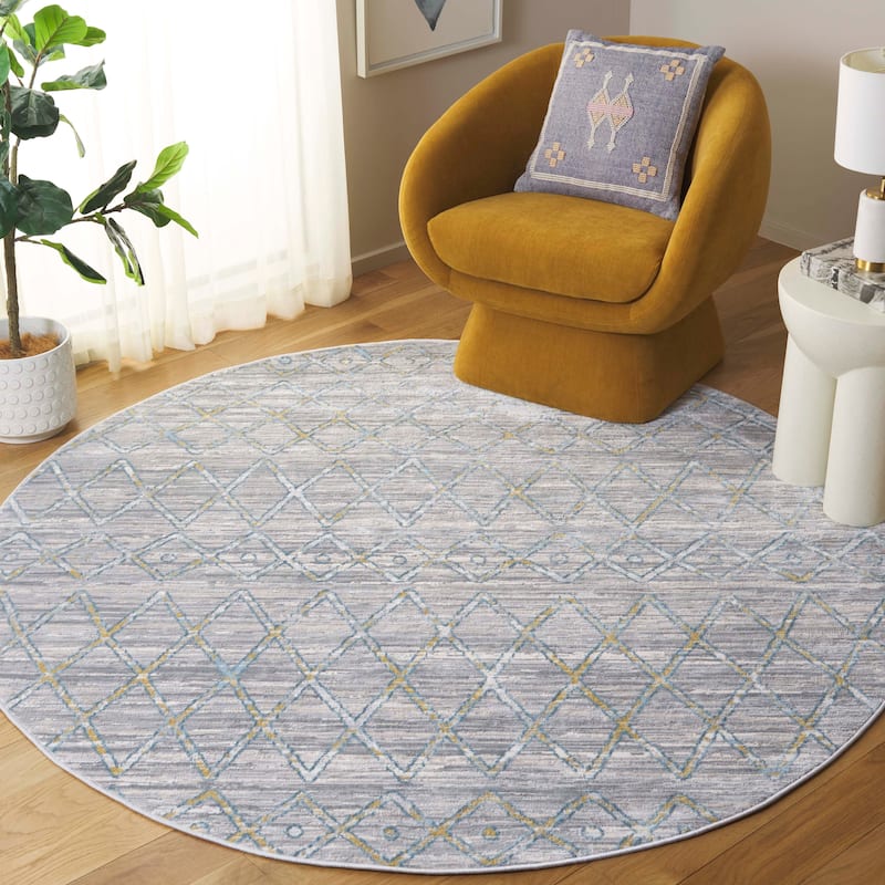 SAFAVIEH Lagoon Anney Modern Moroccan Rug - 6'7" Round - Grey/Blue