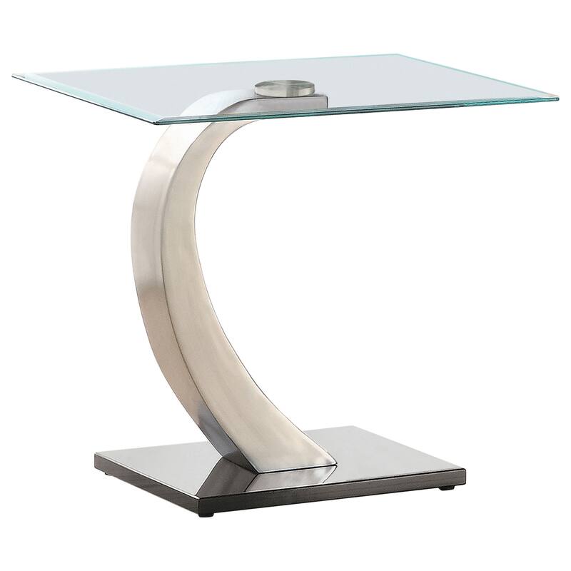 Pruitt Rectangular Glass Top Metal End Table Satin Silver - Glass - Satin Silver