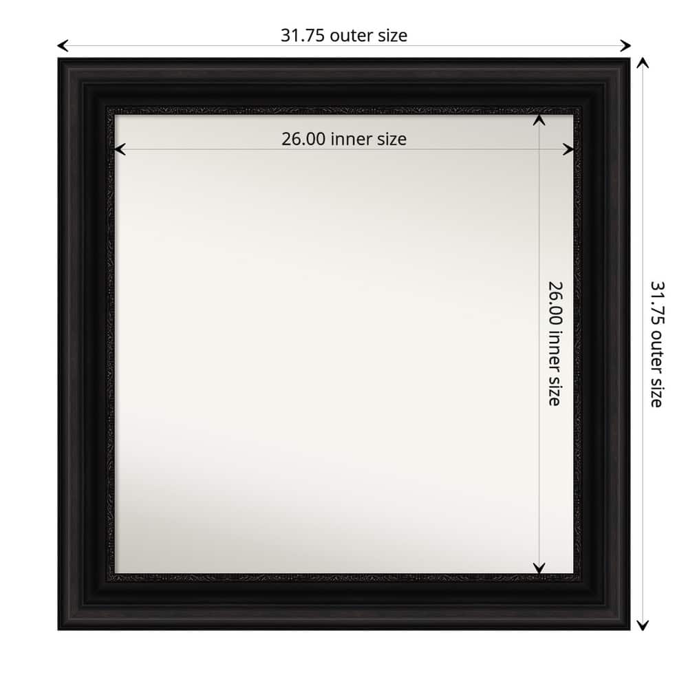Parlor Black Framed Non-Beveled Custom Wall Mirror, Bathroom Vanity Mirror
