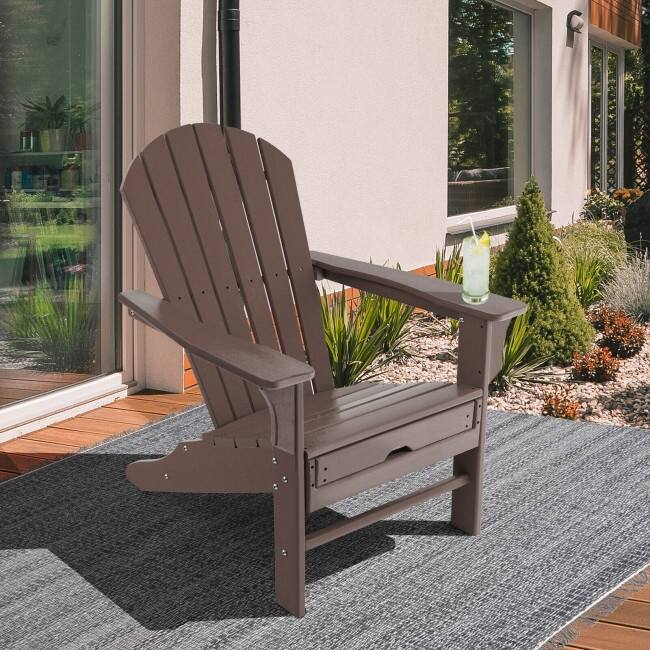 Patio HDPE Adirondack Chair with Retractable Ottoman - 29" x 53" x 37.5" (L x W x H)