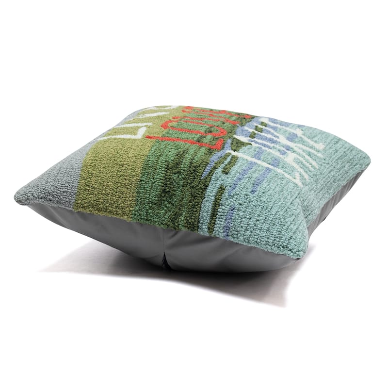 Liora Manne Frontporch Live Love Lake Indoor/Outdoor Pillow Water 18" x 18"
