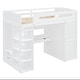 preview thumbnail 6 of 28, Twin Size Loft Bed w/Wardrobe, Built-in Desk, Wooden High Loftbed Frame w/4 Shelves Bookcase, 4 Drawers for Kids Teens Bedroom