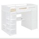 preview thumbnail 5 of 18, White Twin Size Solid Wood Loft Bed with Desk, Wardrobes, and Shelves