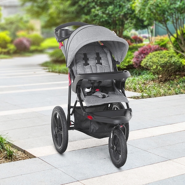 Qaba Baby Stroller Foldable with Canopy Cup Holder and Storage Basket 45.25 x 23.5 x 41 Bed Bath Beyond 33897082