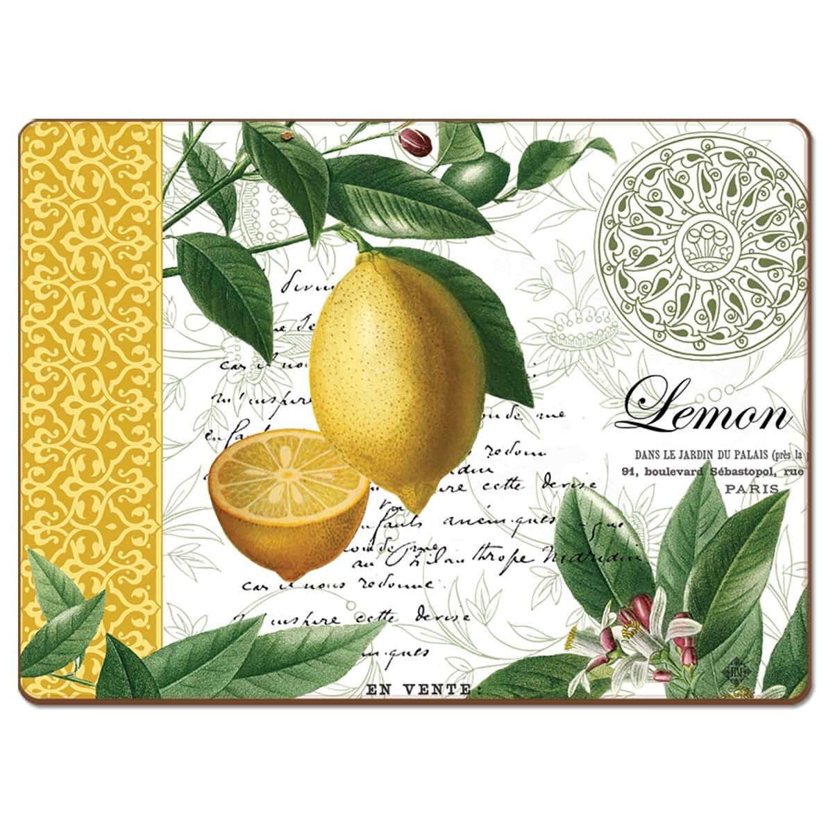 Cala Home Hardboard Placemats Citron Set of 4 15.5x11.25x.204