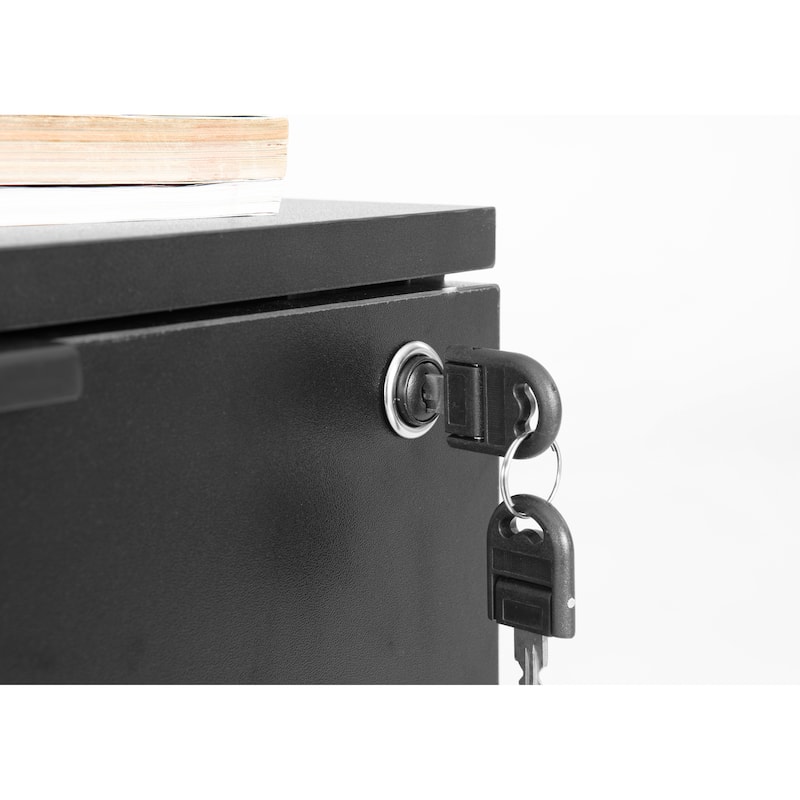 JJS 3 Drawer Rolling File Cabinet Wooden Storage with Lock & Wheels