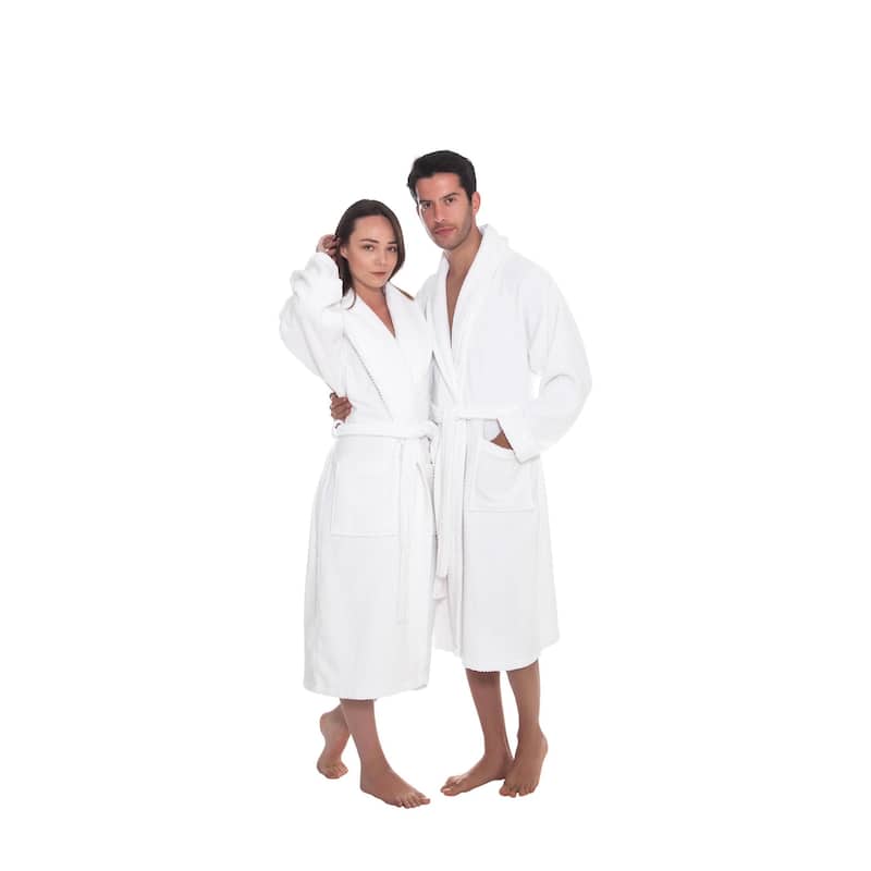 Ozan Premium Home Chevron Luxury Collection 100% Turkish Cotton Unisex Bathrobe - LXL - White
