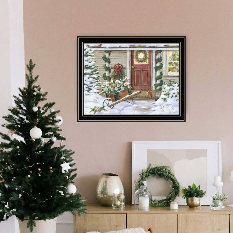 Framed Wall Art - Holiday Porch, Black Frame